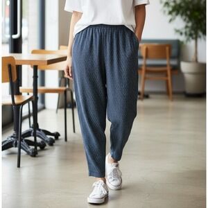 GAP Women's L Black Soft Swing Pants Tapered Cuffed Leg Pull-on Elastic Waist